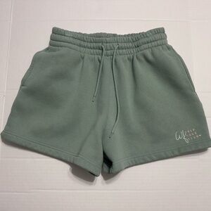 White Fox Boutique Womens Medium Athletic Sweatshort Lounge Shorts in Soft Green